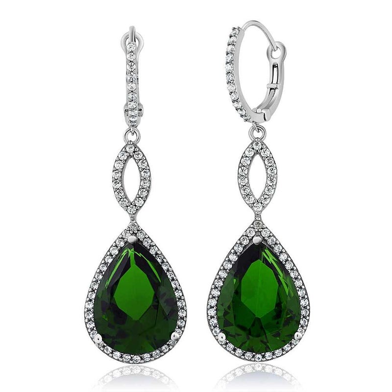 GEM STONE KING أقراط شانديل أنيقة على شكل دمعة من حجر الجواهر الملكي 20.00 قيراط للزفاف | فضة استرلينية 925 | 2 بوصة | شكل كمثرى 16X12MM | هدايا مجوهرات فاخرة لها ولأمها ولزوجتها - Image 1
